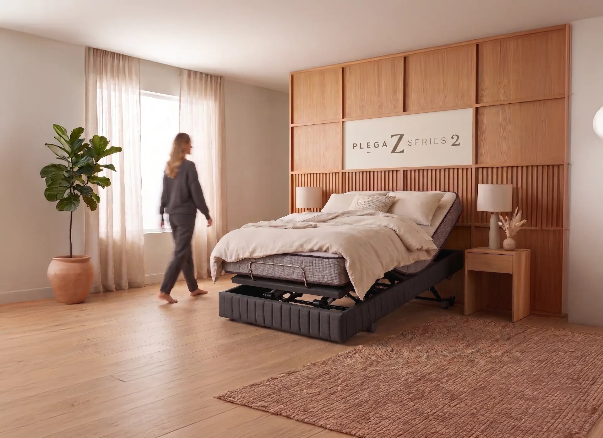 Z-Series 2 in a flat sleeping position within a warm, contemporary bedroom